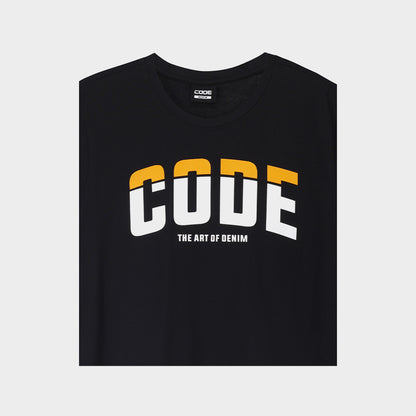Code Mens Curved Split Graphic Tee Black