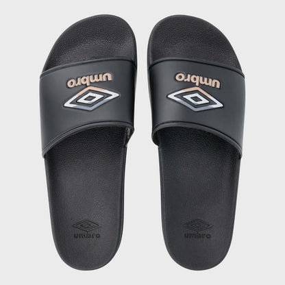 Umbro Mens Triple Logo Slides Black