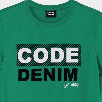 Code Mens Stripe Flock Graphic Tee Green