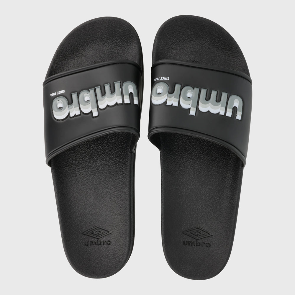Umbro Mens Triple Logo Slides Black