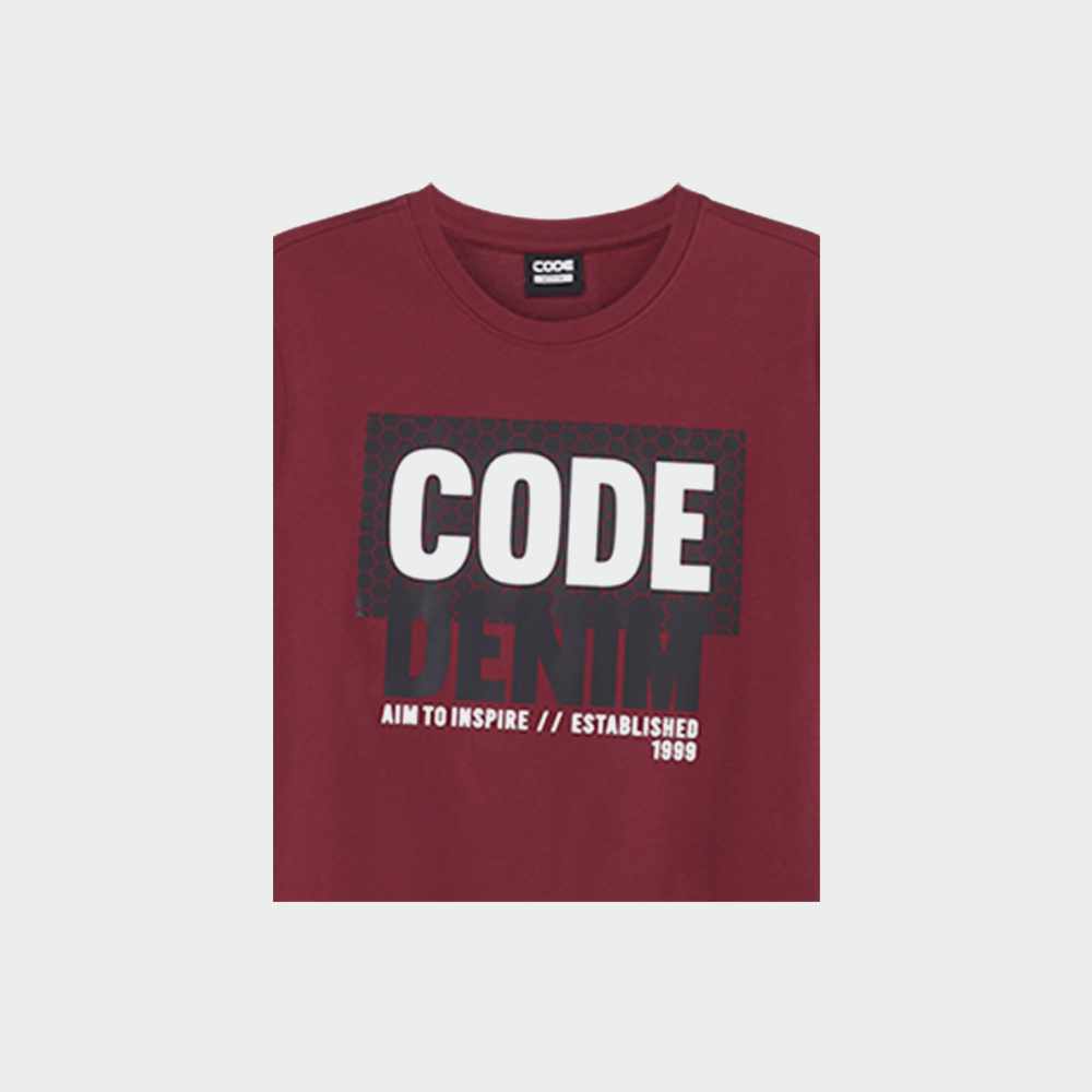 Code Mens Flock Honeycomb Block Tee Red
