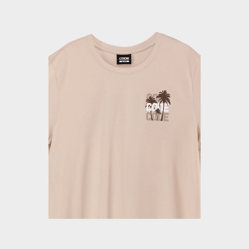 Code Mens Palm Tree Graphic Tee Beige