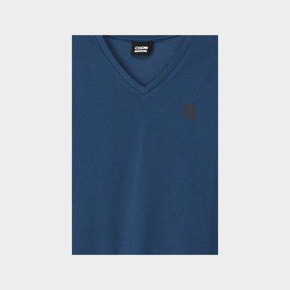 Code Mens Rib V Neck Tee Blue