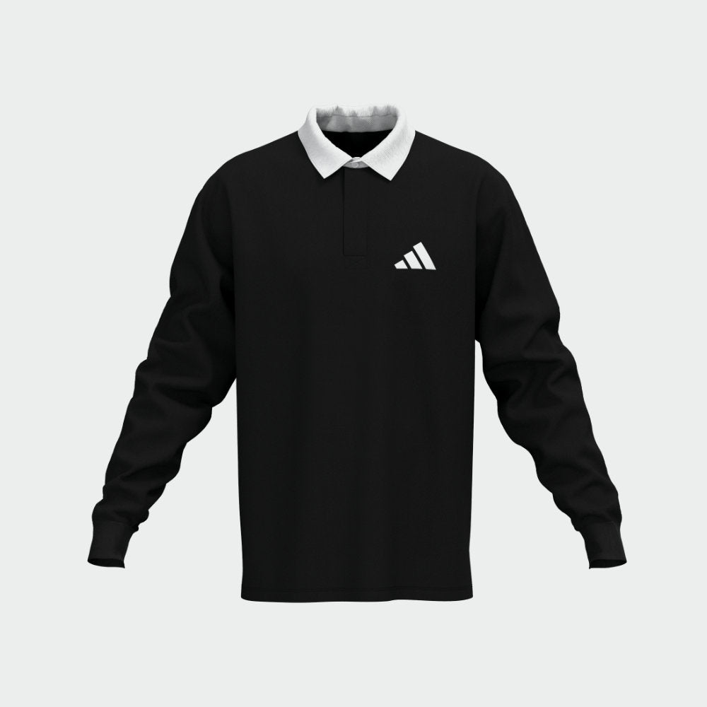 Adidas Mens Small Logo Pique Long Sleeve Polo Black