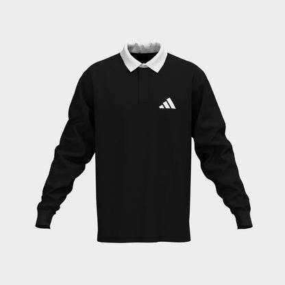 Adidas Mens Small Logo Pique Long Sleeve Polo Black