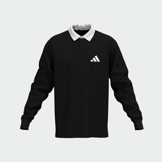 Adidas Mens Small Logo Pique Long Sleeve Polo Black