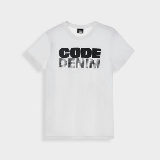 CODE MENS Graphic Diagonal Stripes Tee WHITE