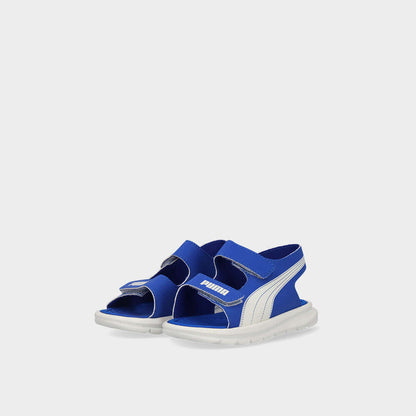 Puma Infants Crony 2.0 Sandals Blue with velcro straps and rubber outsole for comfort and durability.