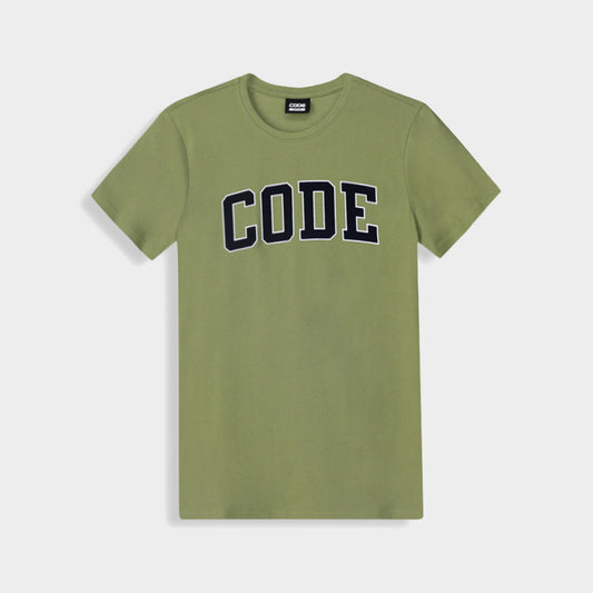 CODE MENS Flock Gollegiate Graphic Tee GREEN