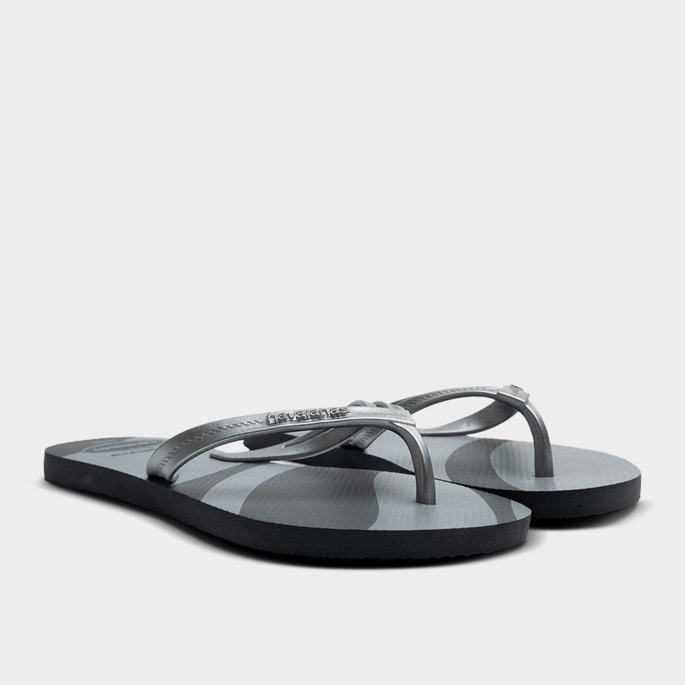 Havaianas Womens Elegance Print Thong Sandals Grey