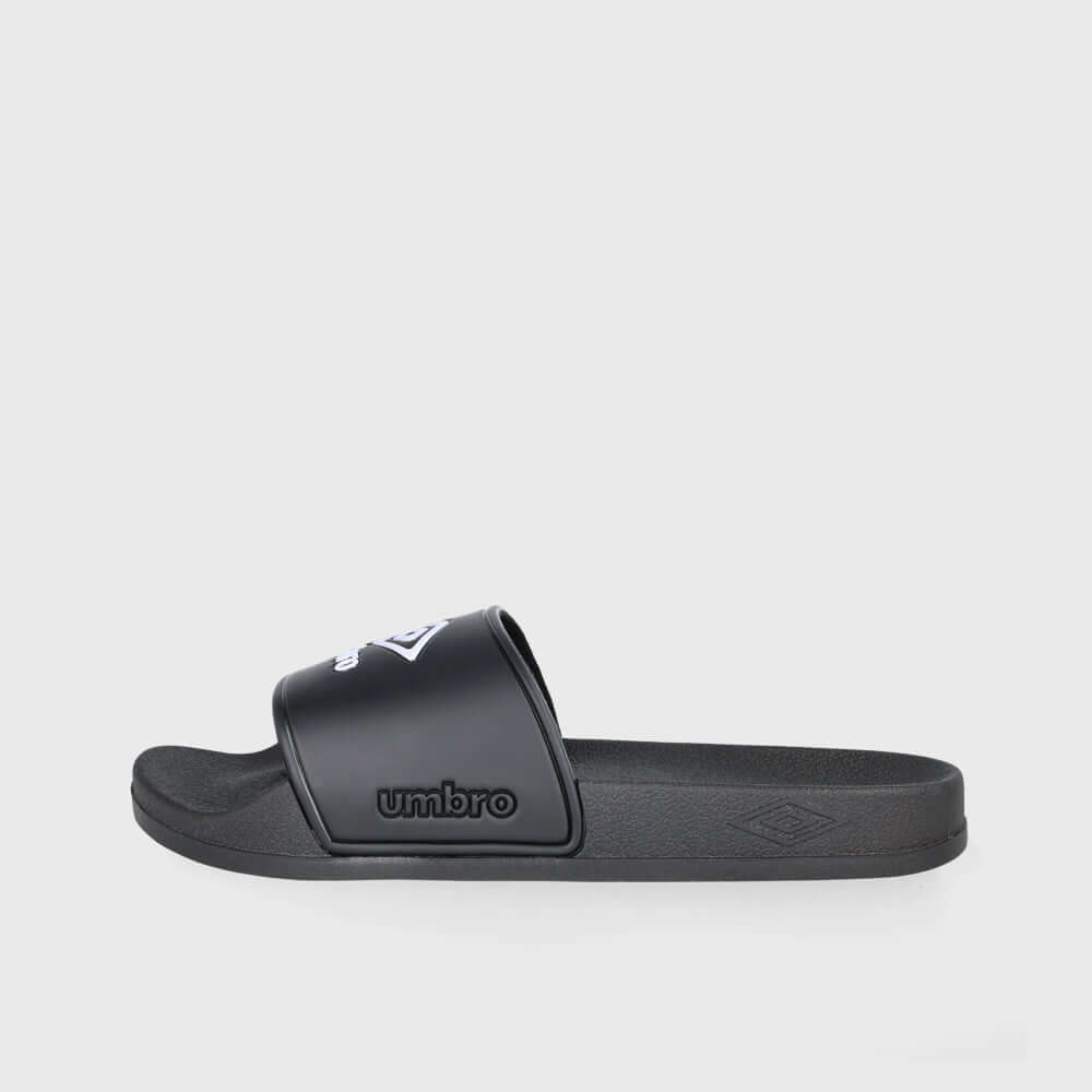 Umbro Unisex Sport Slides Black with cushioned footbed and durable PI upper for comfort and style.