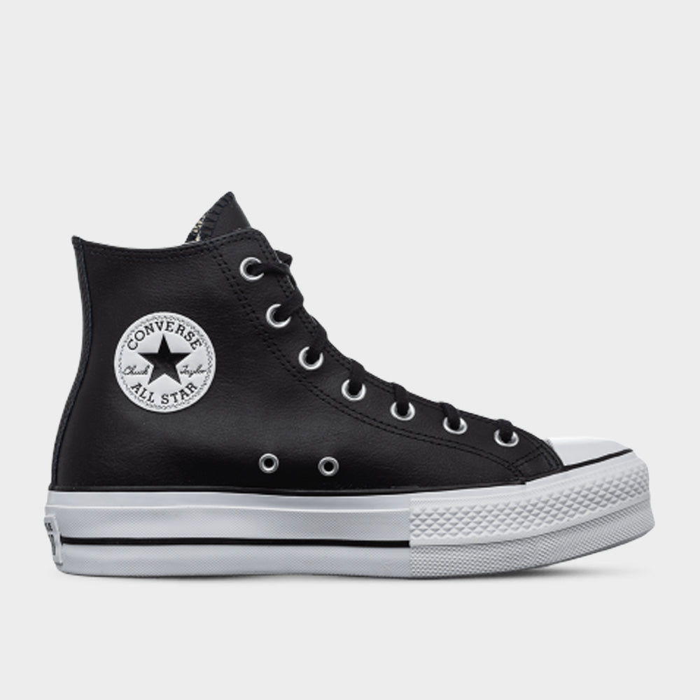 Converse Womens All Star Leather Platform High Top Sneakers Black