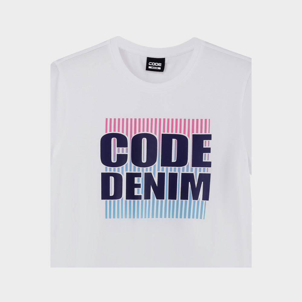 CODE MENS Stripe Graphic WHITE