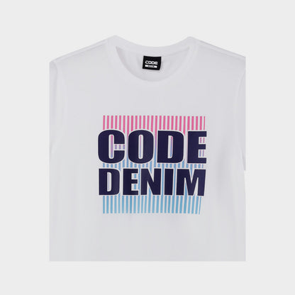 CODE MENS Stripe Graphic WHITE