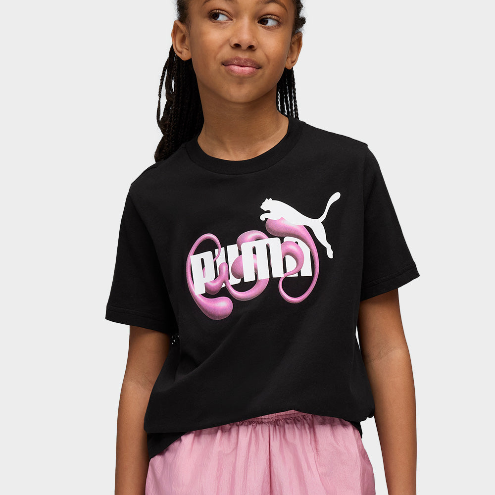 Puma Youth Graphic Logo Tee Black