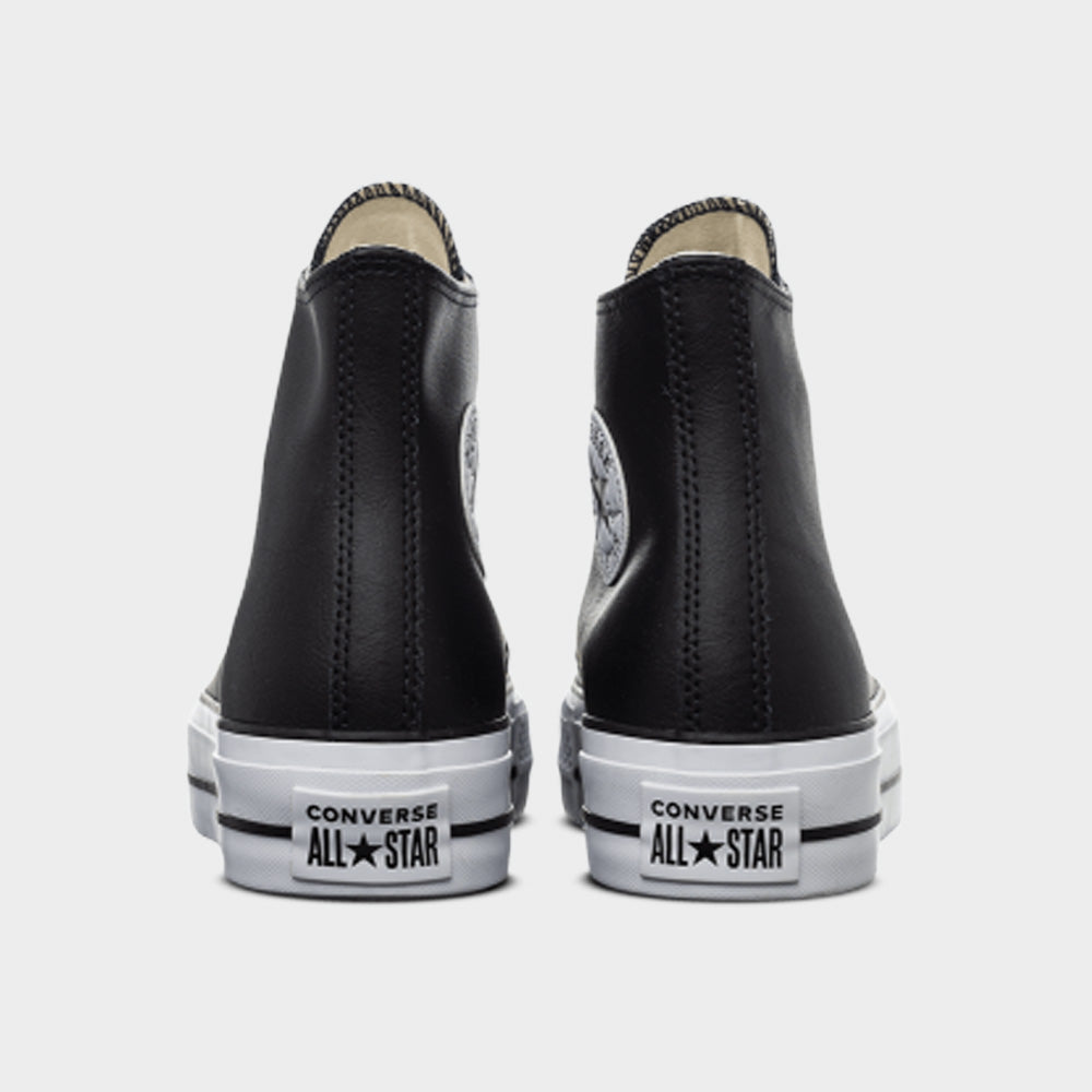 Converse Womens All Star Leather Platform High Top Sneakers Black
