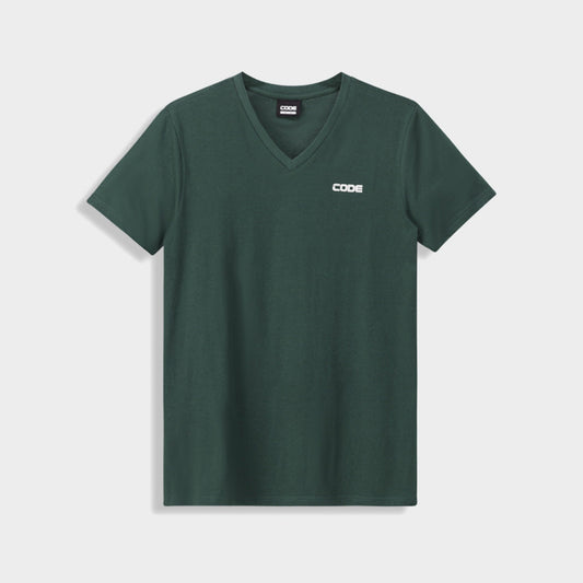 Code Mens V Neck Tee Green