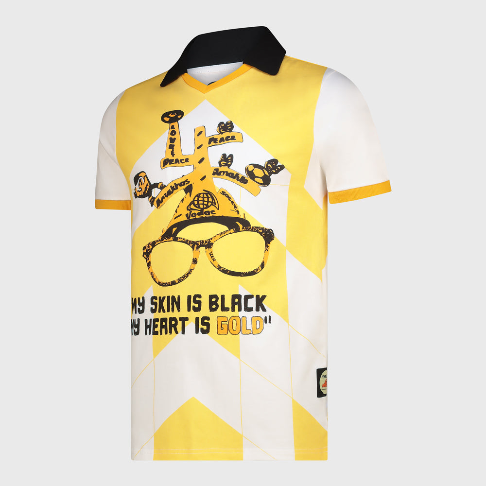 Majita Mens Makarapa Collared V-neck Tee Yellow