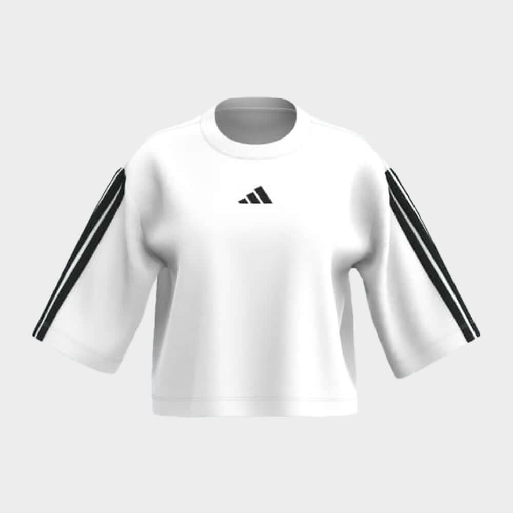 Adidas Womens 3 Strips Crop Tee White