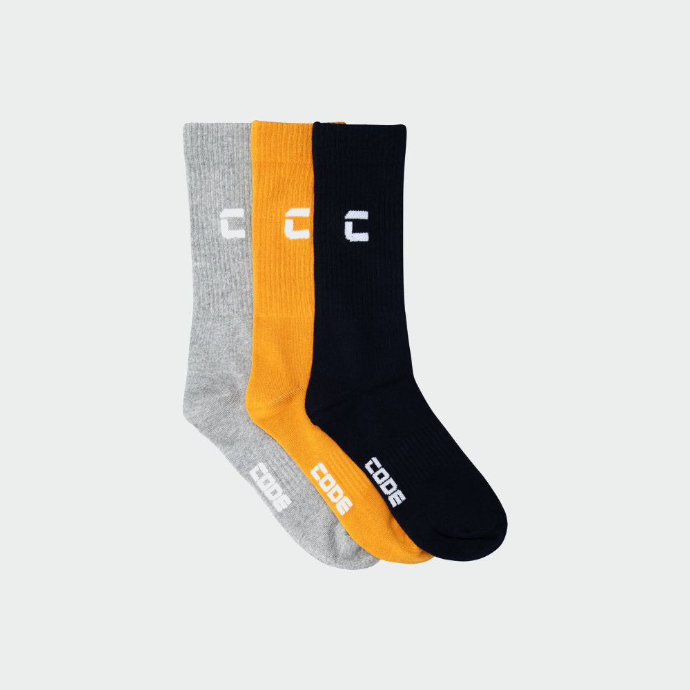 Code 3 pack socks Yellow