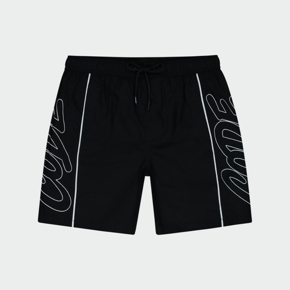 Code Mens Piping Print Swimshorts Black
