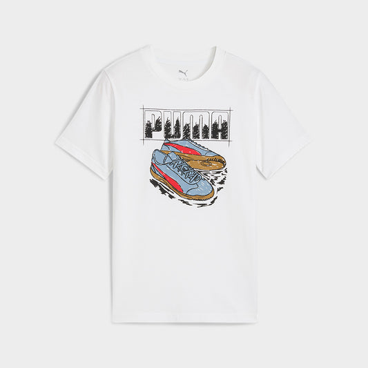 Puma Youth Graphic Sneaker Tee White