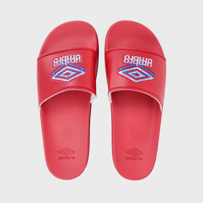 Umbro unisex maroon slide sandals featuring logo, perfect for poolside and casual wear.
