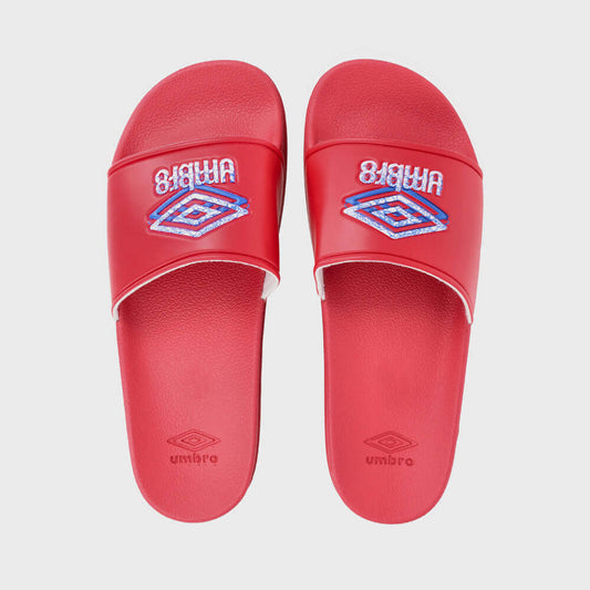 Umbro unisex maroon slide sandals featuring logo, perfect for poolside and casual wear.