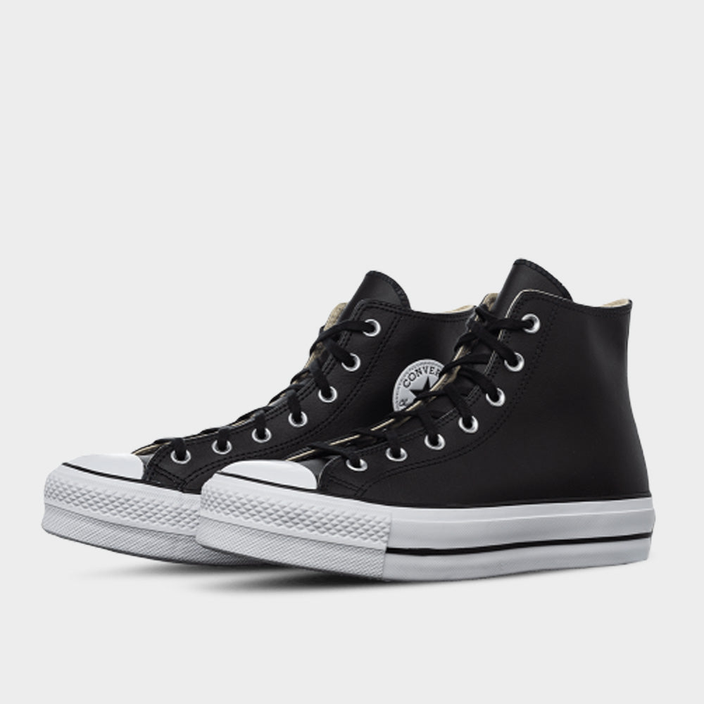 Converse Womens All Star Leather Platform High Top Sneakers Black