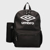 Umbro Unisex Back To School Backpack Set Black