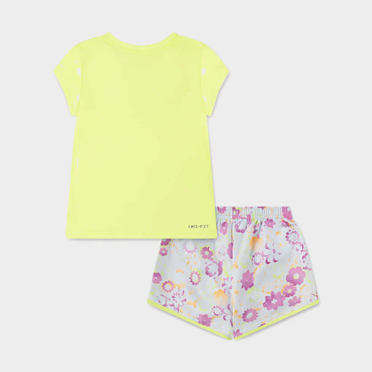 NIKE GIRLS Flow Ral All Over Print Sprinter Set YELLOW