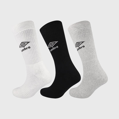 Umbro 3 Pack Diamond Crew Socks White