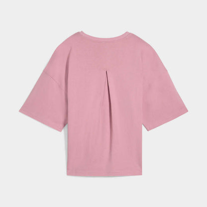 Puma Womens Her Oversized Tee Pink back view showcasing relaxed fit and elegant design.