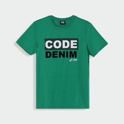 Code Mens Stripe Flock Graphic Tee Green