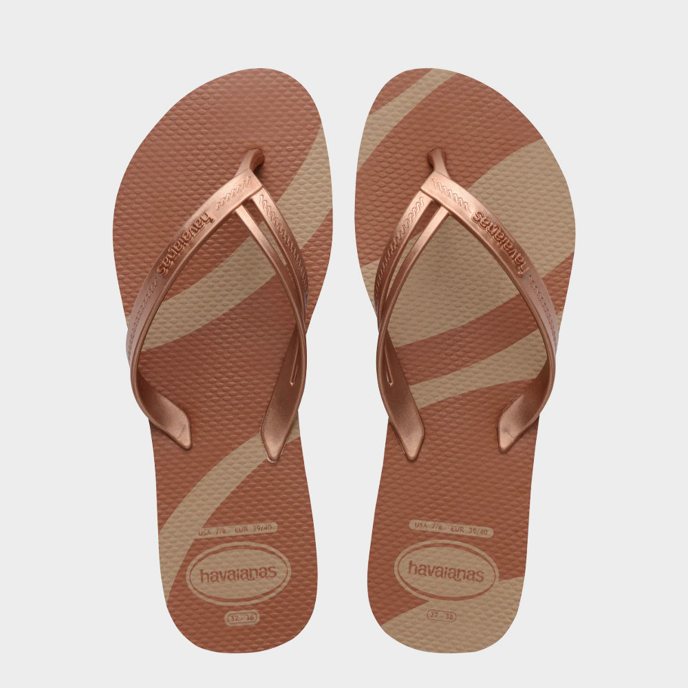 Havaianas Womens Elegance Print Thong Sandals Rose Gold