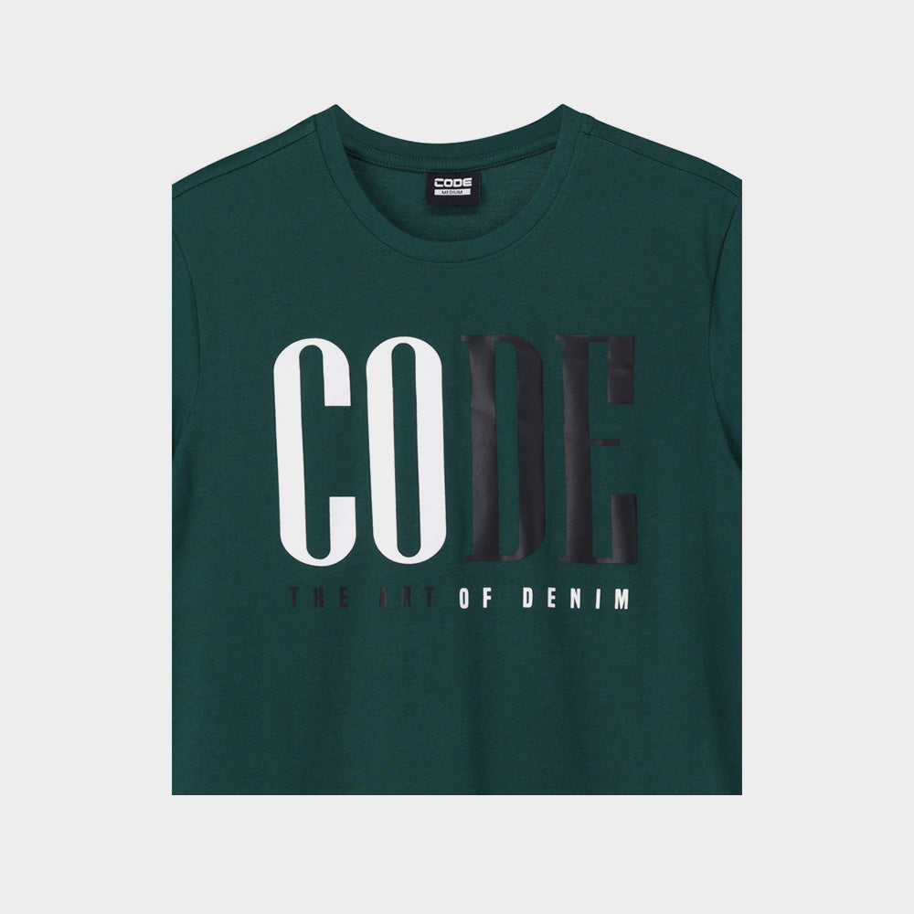 Code Mens Half Serif Graphic Tee Green