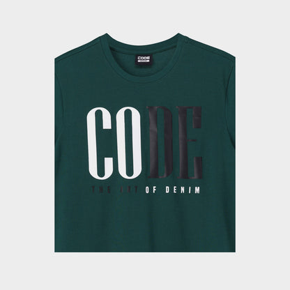 Code Mens Half Serif Graphic Tee Green