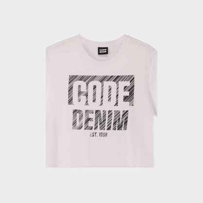 Code Mens Scratch Background Graphic Tee White