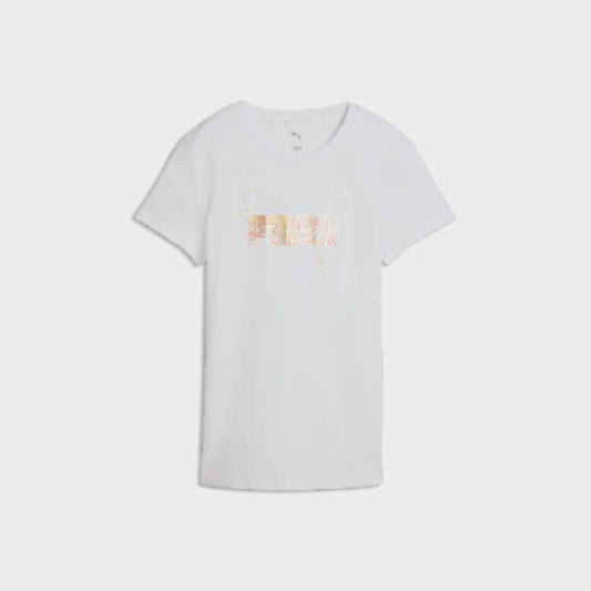 PUMA WOMENS ESS Logo Lab Metallic Tee WHITE
