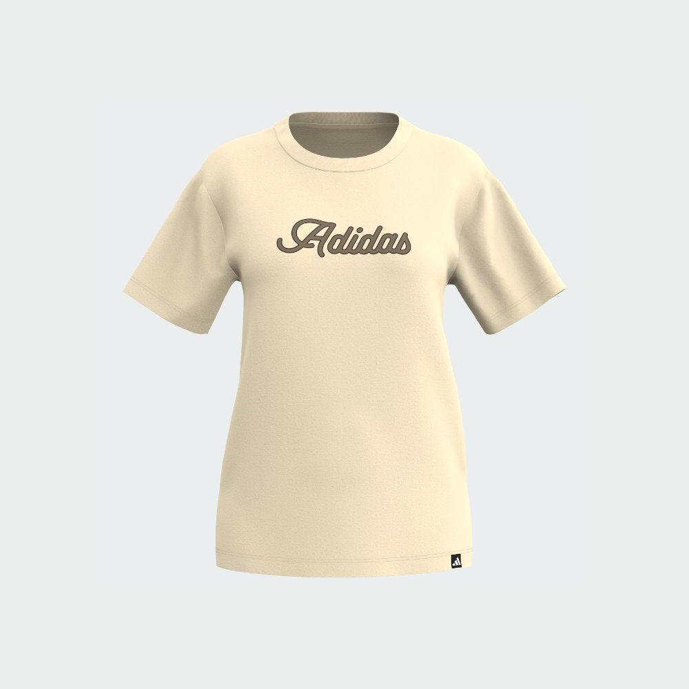 Adidas Womens Boyfriend Wordmark Tee Yellow