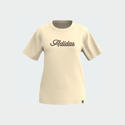 Adidas Womens Boyfriend Wordmark Tee Yellow
