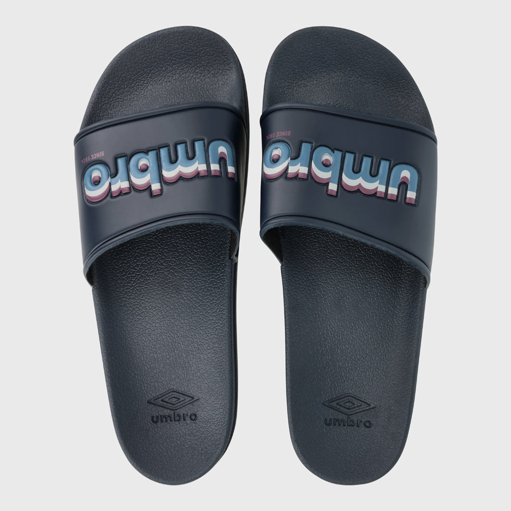 Umbro Mens Triple Logo Slides Blue
