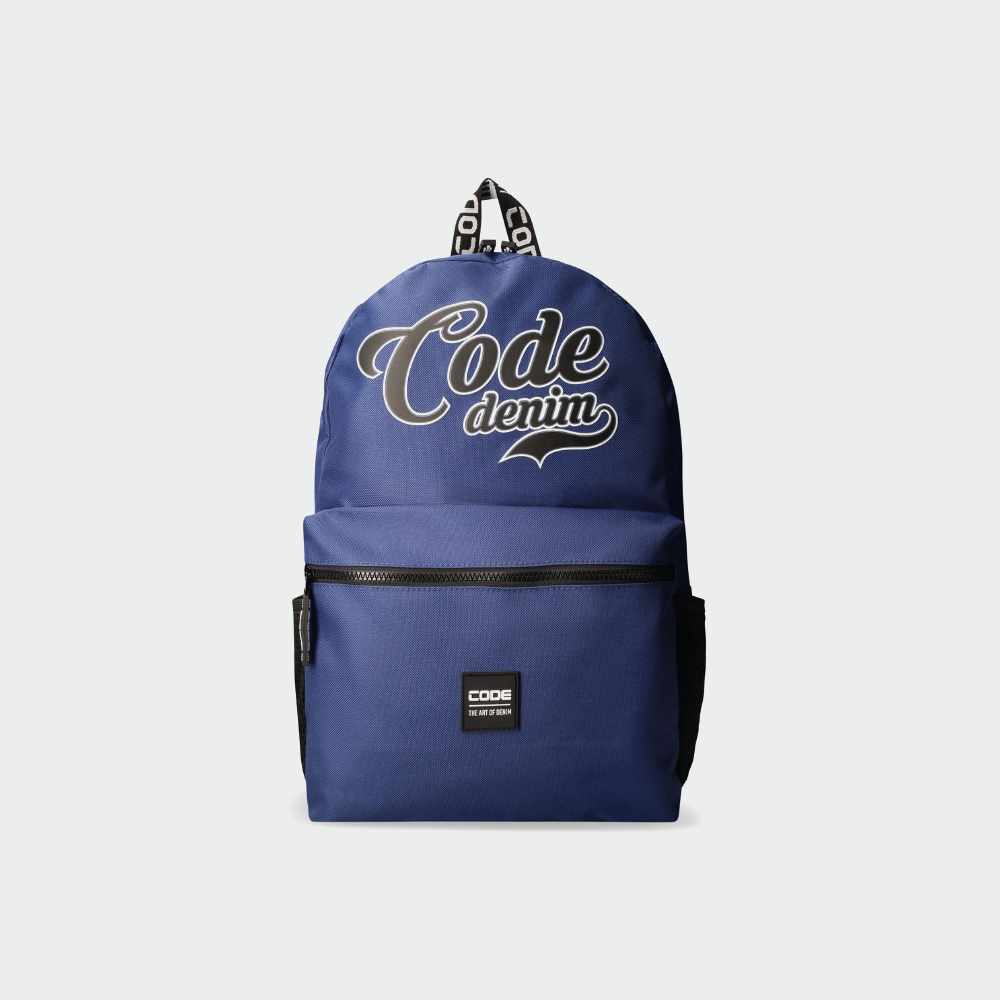 Code Branded Tape and Print Backpack Blue