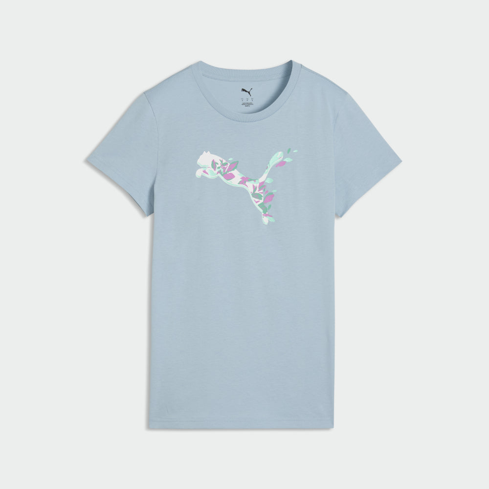 Puma Womens Graphics Floral Cat Tee Green