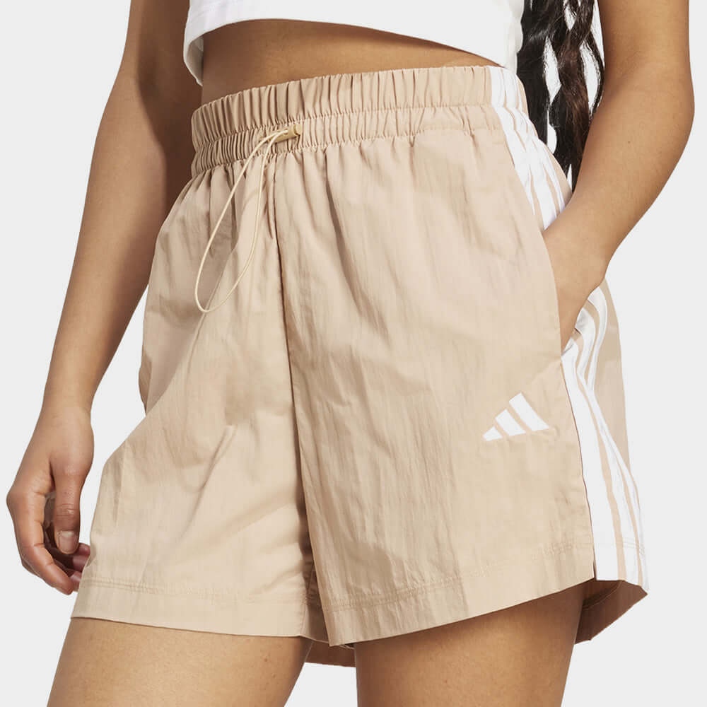 Adidas Womens 3 Strips Shorts Beige