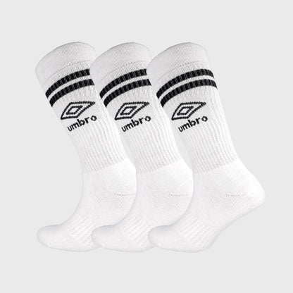 Umbro 3 Pack Stripe Crew Socks White