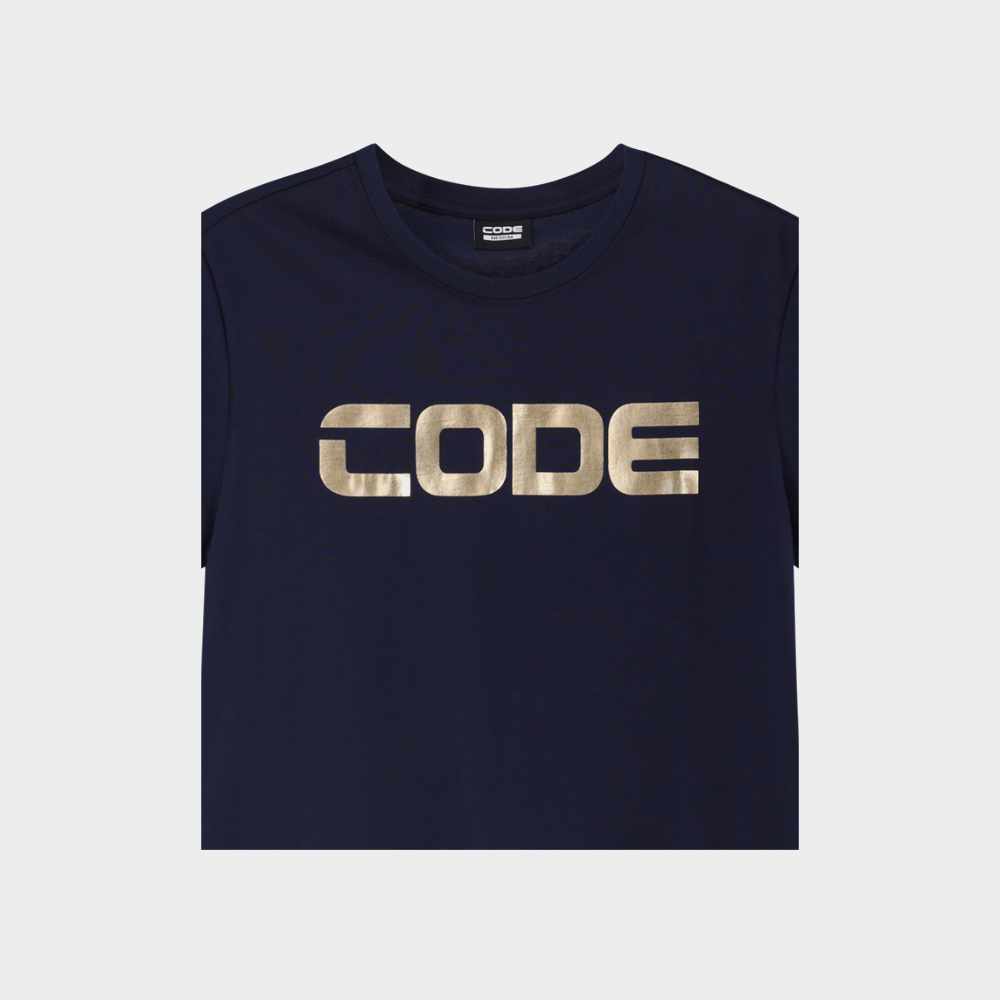 Code Mens Foil Wordmark Graphic Tee Navy