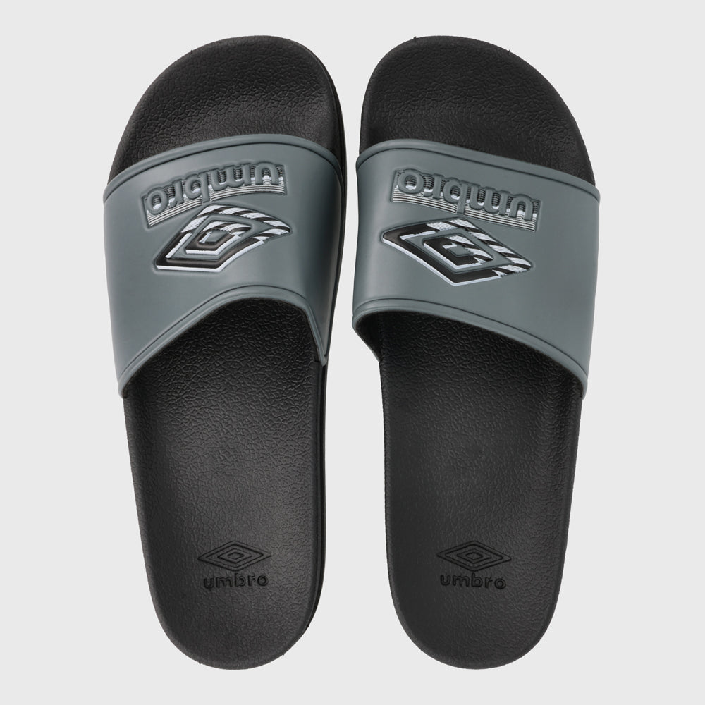 Umbro Mens Triple Logo Slides Grey