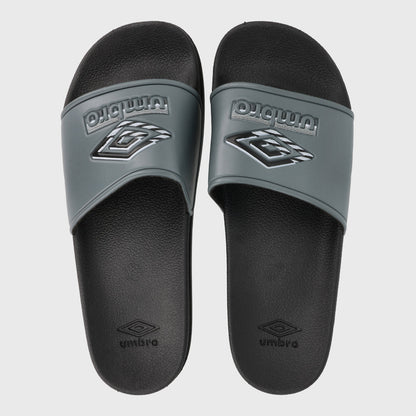 Umbro Mens Triple Logo Slides Grey