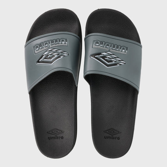 Umbro Mens Triple Logo Slides Grey